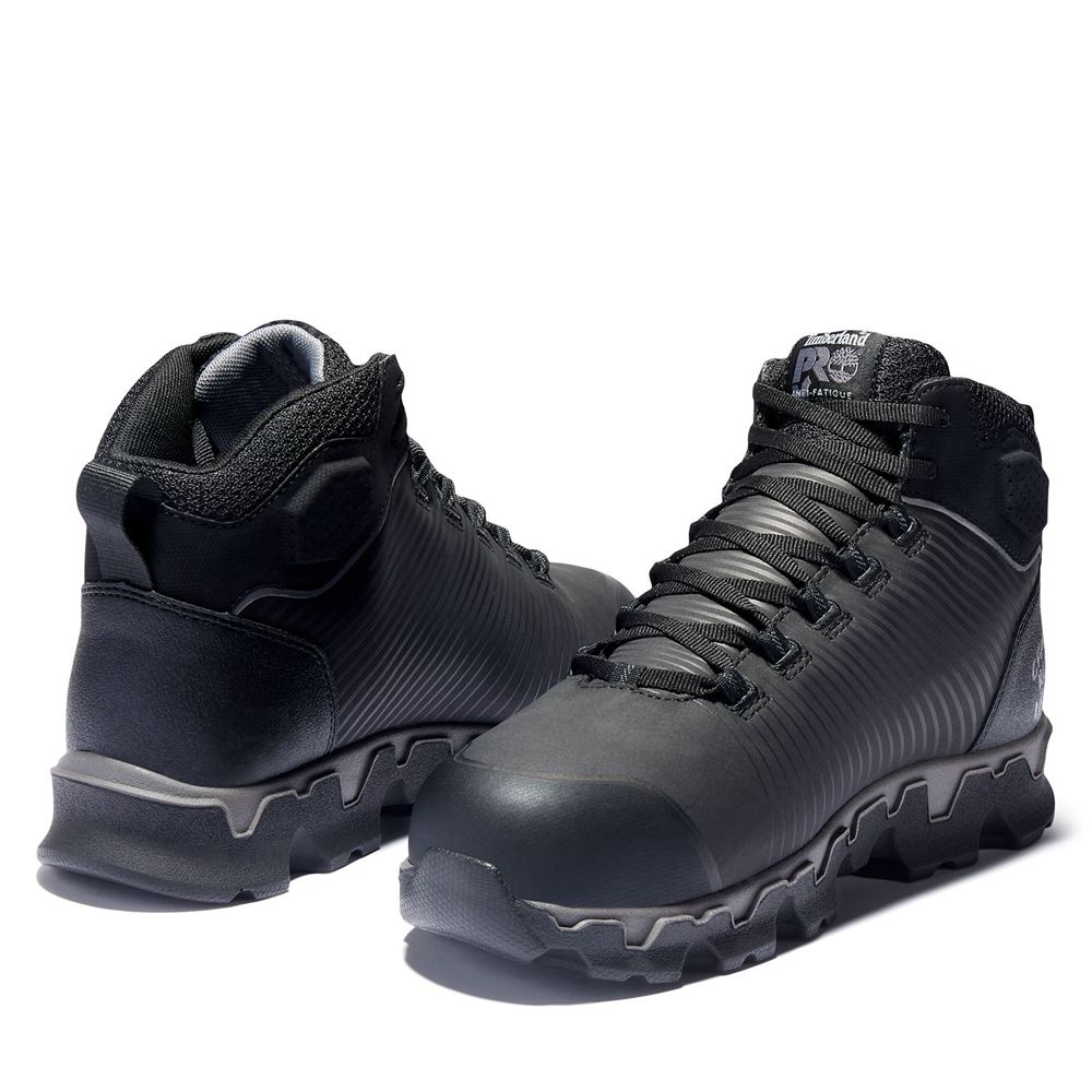 Timberland Pro Μποτακια Ανδρικα Μαυρα - Powertrain Sport Mid Alloy Toe Eh Work Shoes - Greece 125470